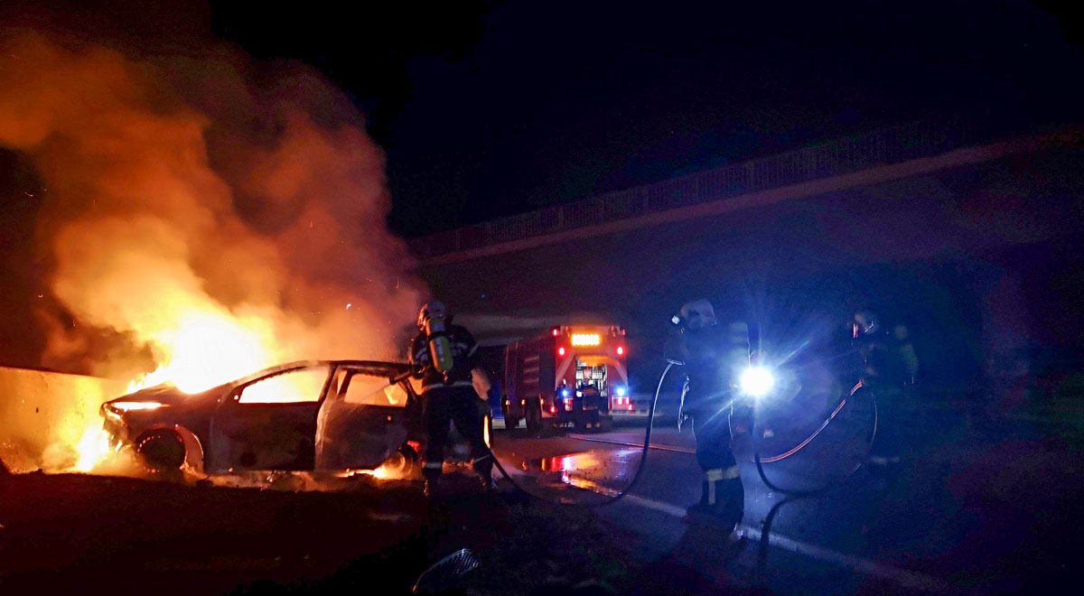 Fahrzeugbrand auf A2 / Foto: Presseteam d. FF Wr. Neustadt