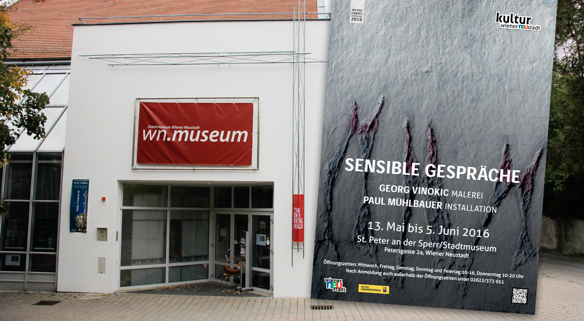 Georg Vinokic "Sensible Gespräche" / Foto: Karl Gruber (CC-BY-SA 4.0) / Grafik: wn.museum