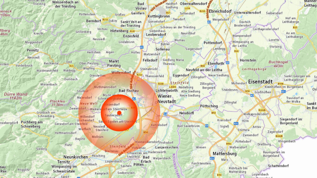 Erdbeben / Foto: Datenquelle: basemap.at / Grafik: WN24